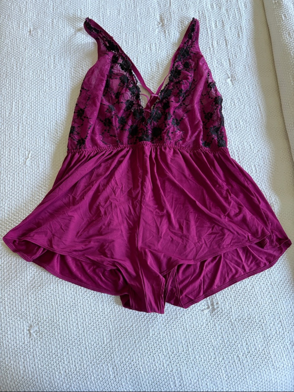Cacique Plum Lace-Trim Romper 14/16